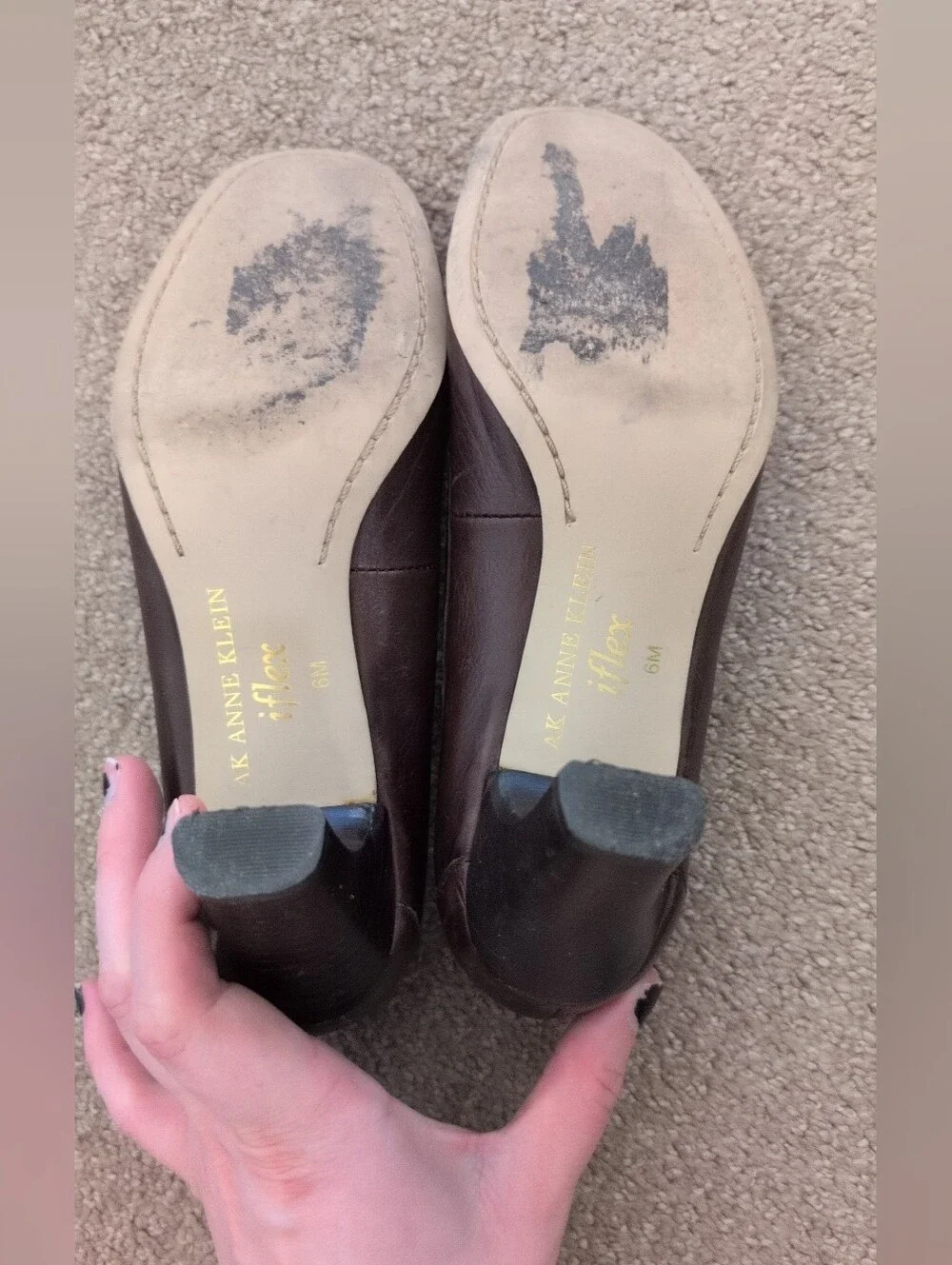 Anne Klein Dark Brown Leather Penny Loafers
